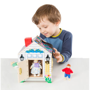 Wooden door bell house with keys,doorbell house, listen, house with play people,hearing impairment,cochlear implants,hearing aids